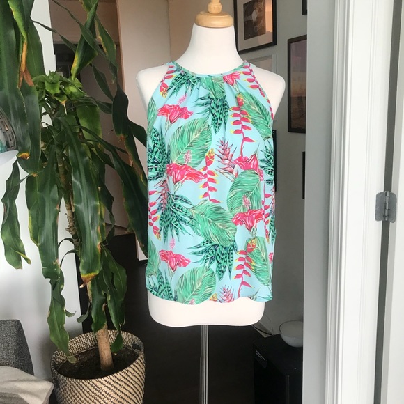 Saint Tropez West Tops - Saint Tropez Tropical Print Crepe Blouse, Top